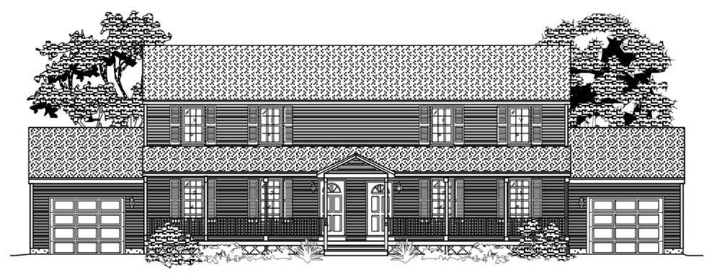 This is the front elevation of these Multi-Unit House Plans.