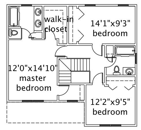 Floor Plan Second Story of Country Plan #110-1141
