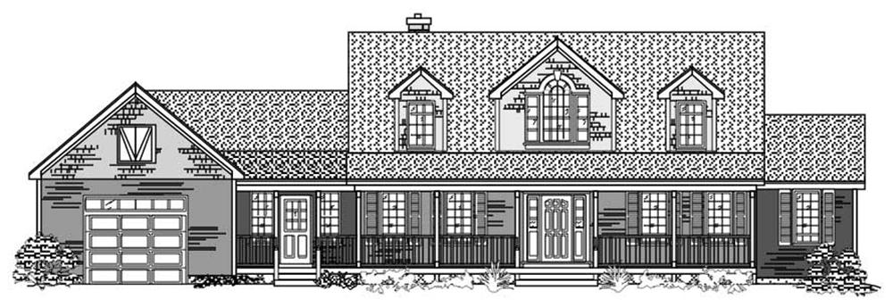This is the front elevation for these Farmhouse Houseplans.