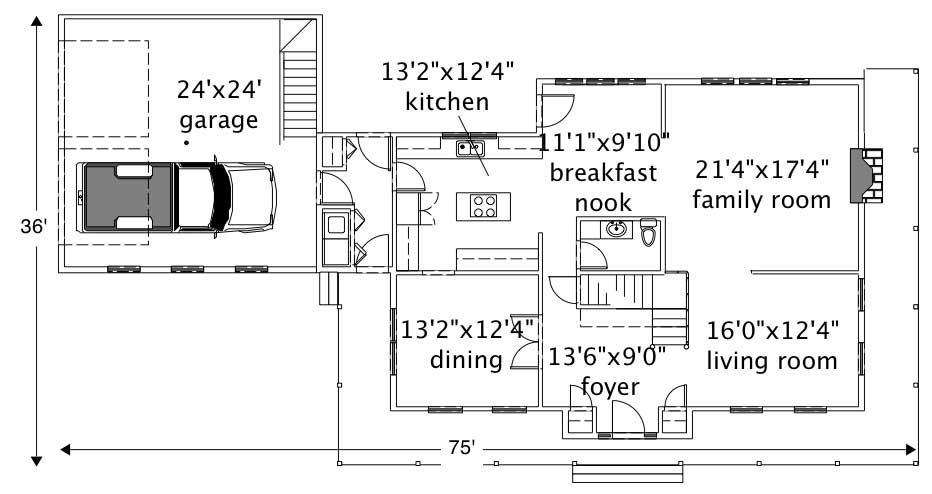 Floor Plan First Story of Country Plan #110-1153