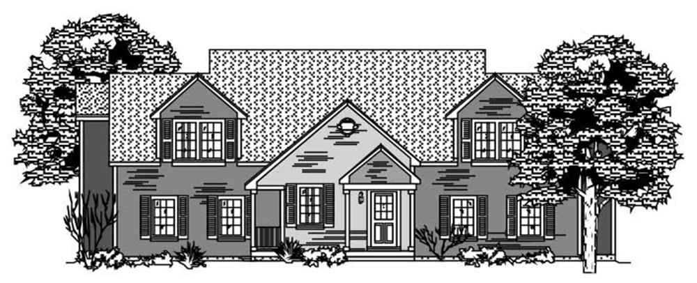 This is the front elevation to these Multi-Unit House Plans.