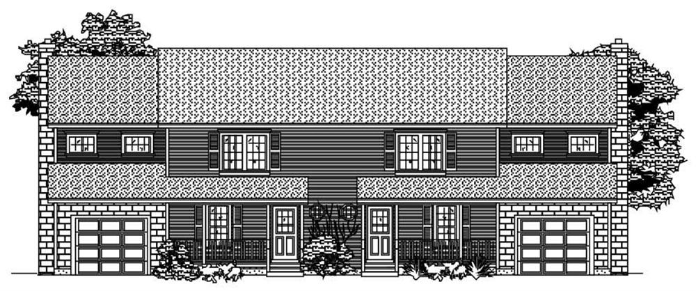 This is a black and white front elevation of these Multi-Unit Homeplans.