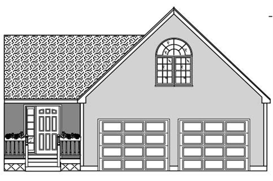 This is a black and white front elevation of these garage plans.