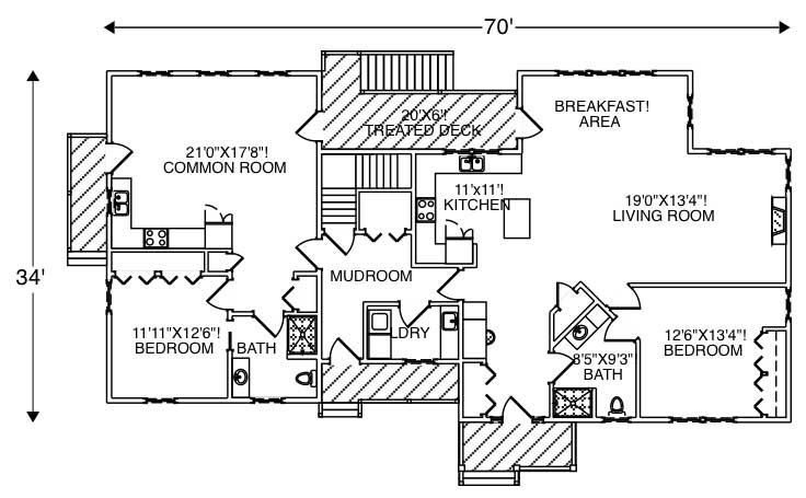 Floor Plan First Story of Country Plan #110-1172