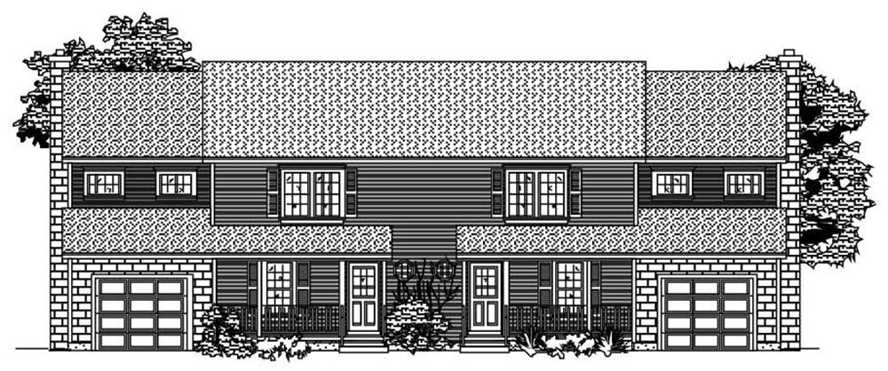 This is a black and white rendering of these Multi-Unit House Plans.