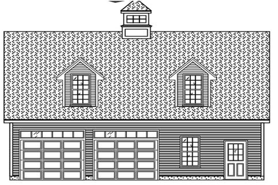 This is a black and white front elevation of these Garage Plans