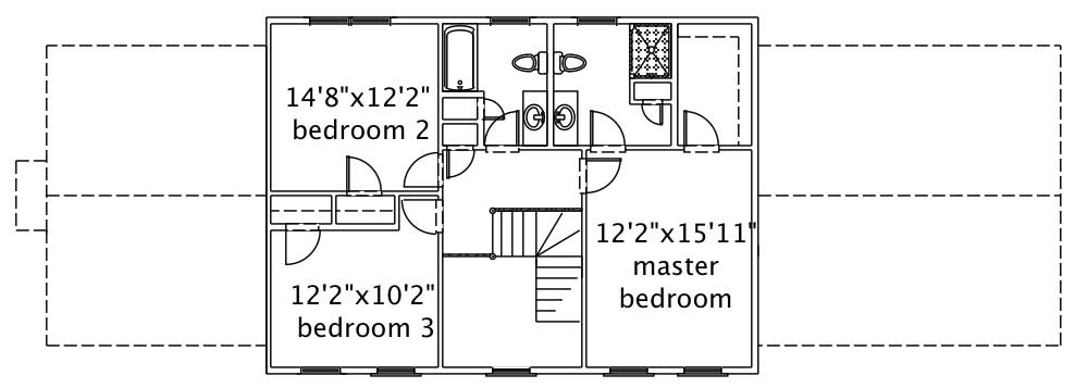 Floor Plan Second Story of Colonial Plan #110-1179