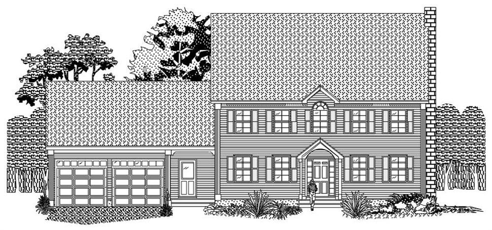 This is the front elevation of these Traditional Homeplans.
