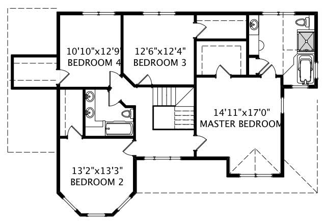 Floor Plan Second Story of Country Plan #110-1181