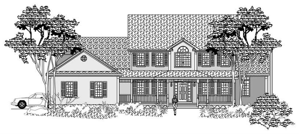 This is the front elevation of these Farmhouse Houseplans.