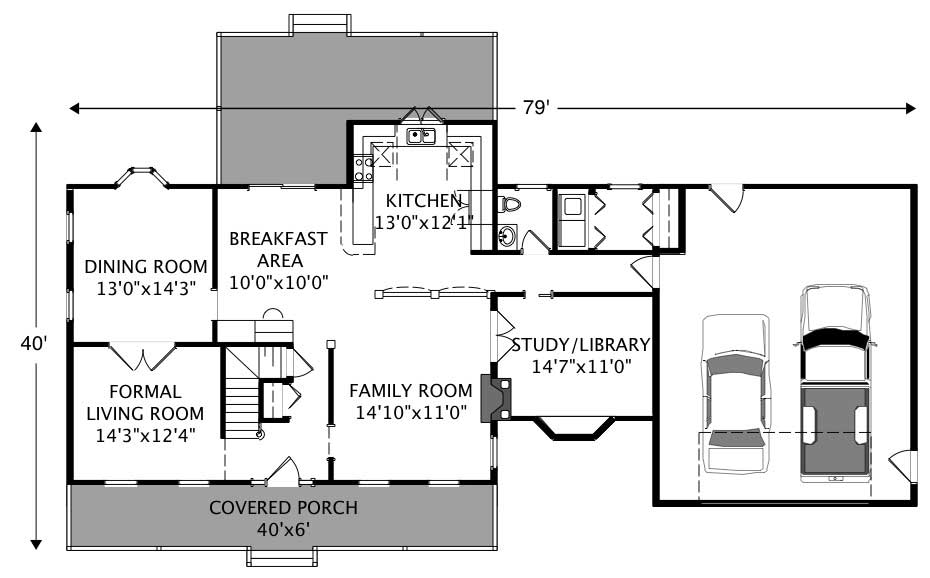 Floor Plan First Story of Country Plan #110-1186
