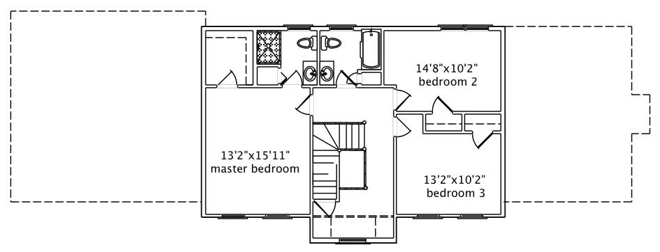 Floor Plan Second Story of Cape Cod Plan #110-1187