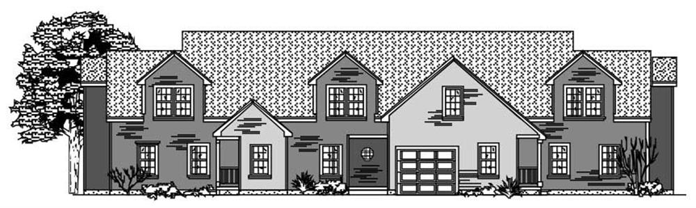 This image shows the front of these Multi-Unit House Plans.