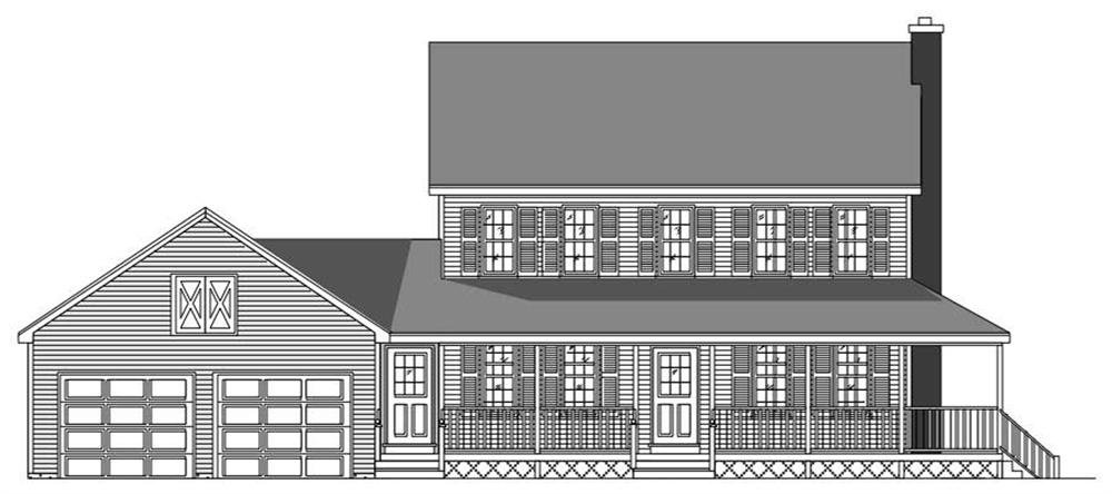 This is the front elevation for these Farmhouse Home Plans.