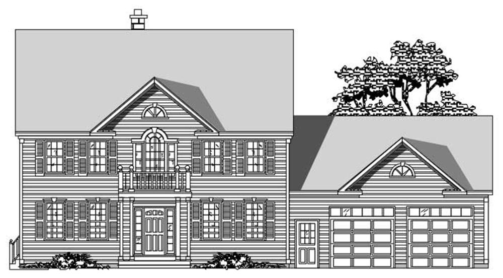 This is the front elevation of these Country House Plans.