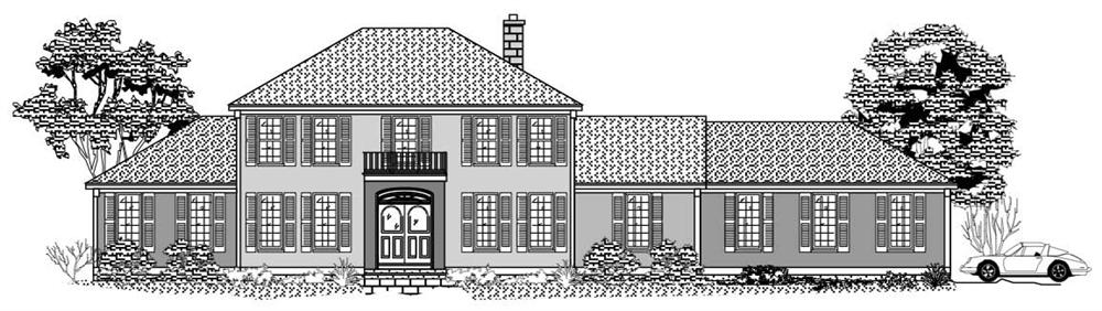 Black and White front elevation for European House Plans 1-1116