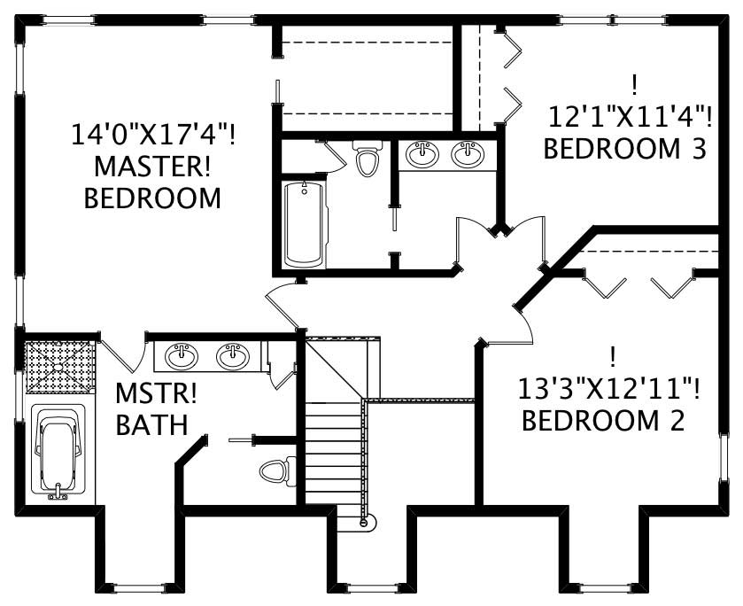 Floor Plan Second Story of Cape Cod Plan #110-1199