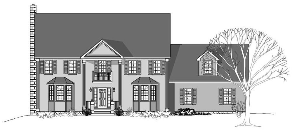 This image shows these Country House Plans from the front.