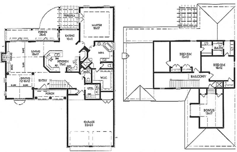 Floor Plan First Story of Traditional Plan #113-1001