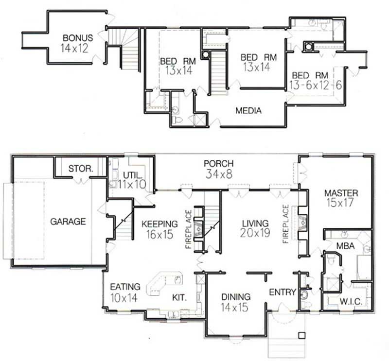 Floor Plan First Story of Mediterranean Plan #113-1002