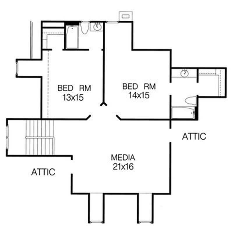 Floor Plan Second Story of Luxury Plan #113-1003
