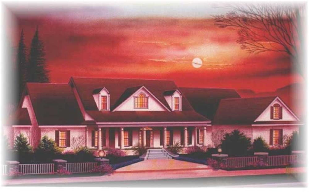 Color rendering of Country home plan (ThePlanCollection: House Plan #113-1017)
