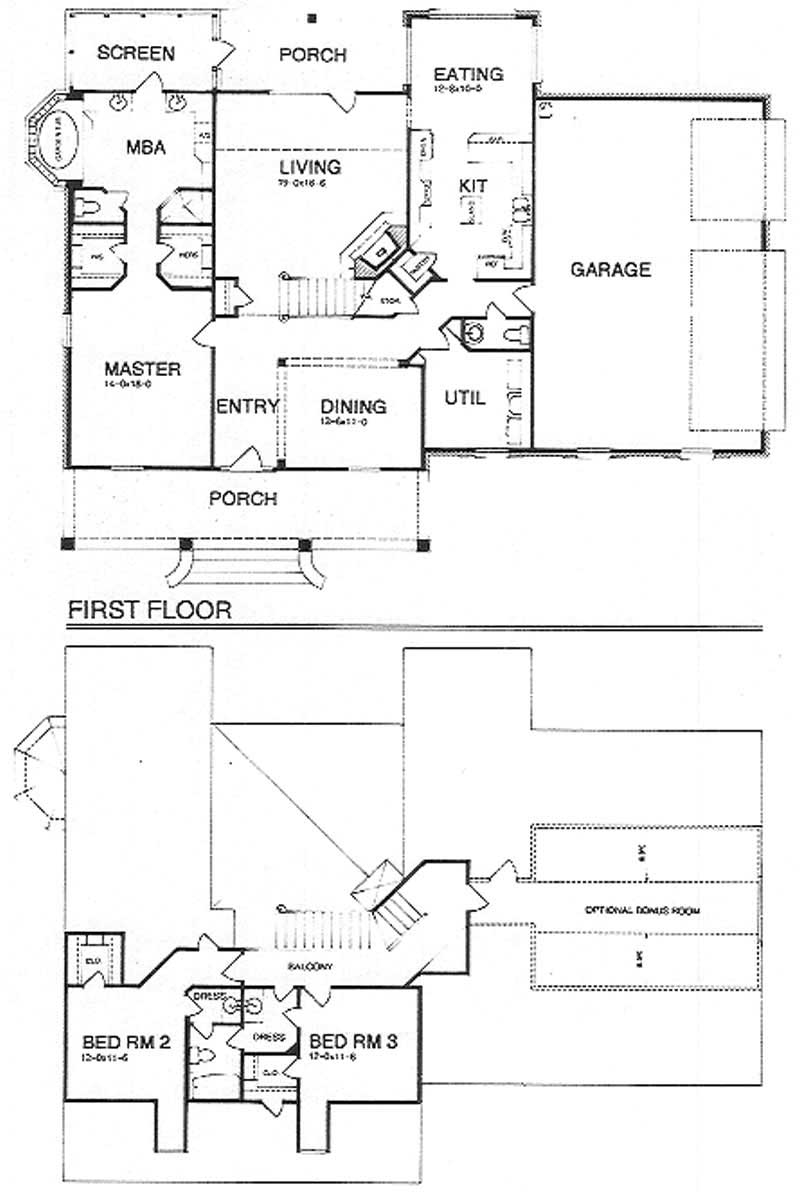 Floor Plan First Story of Colonial Plan #113-1018