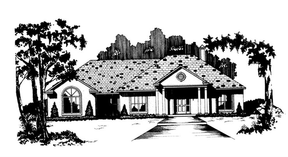 Front elevation of Ranch home (ThePlanCollection: House Plan #113-1021)