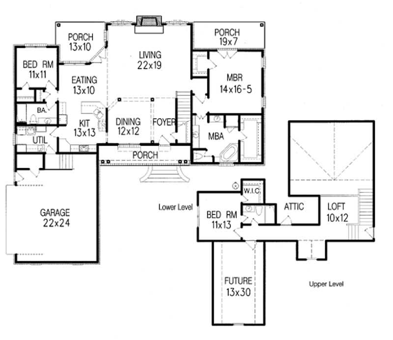 Floor Plan First Story of Traditional Plan #113-1030