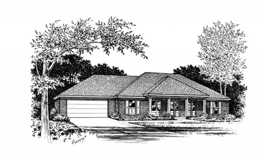 Front elevation of Ranch home (ThePlanCollection: House Plan #113-1033)