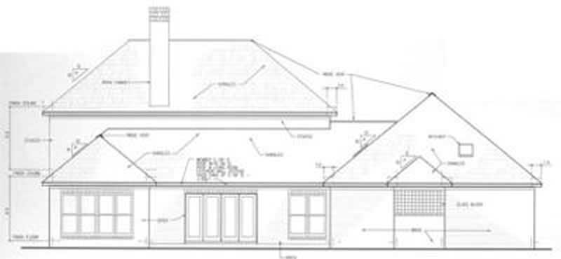 Home Plan Rear Elevation of this 3-Bedroom,3216 Sq Ft Plan -113-1042