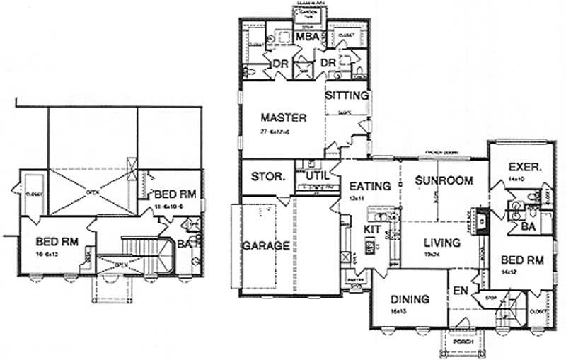 Floor Plan First Story of Colonial Plan #113-1042