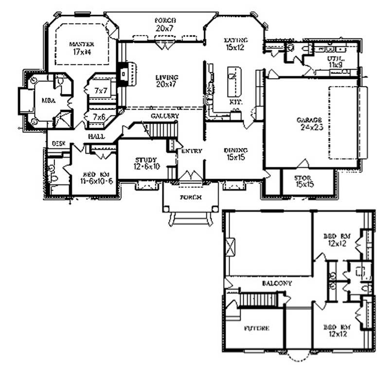 Floor Plan First Story of Colonial Plan #113-1043