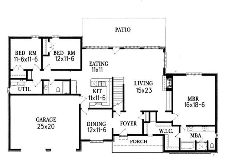 Floor Plan First Story of Ranch Plan #113-1048