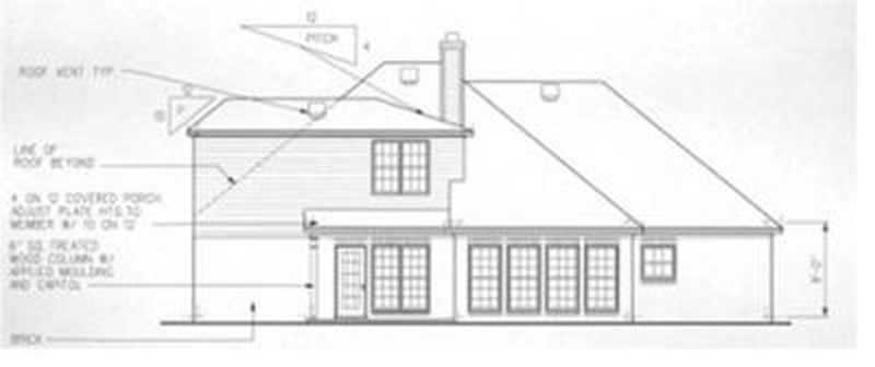 Home Plan Rear Elevation of this 3-Bedroom,1885 Sq Ft Plan -113-1053