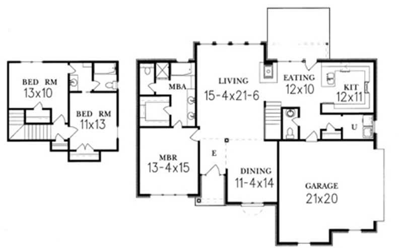 Floor Plan First Story of Traditional Plan #113-1053