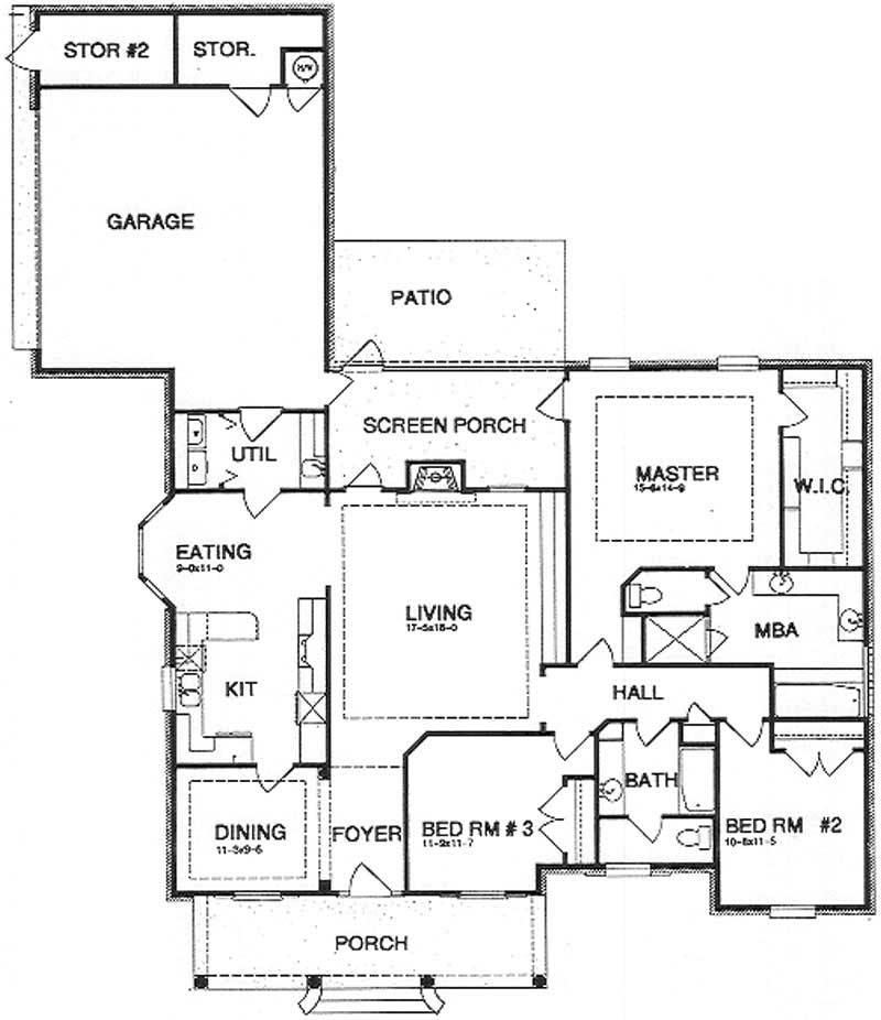 Floor Plan First Story of Colonial Plan #113-1058