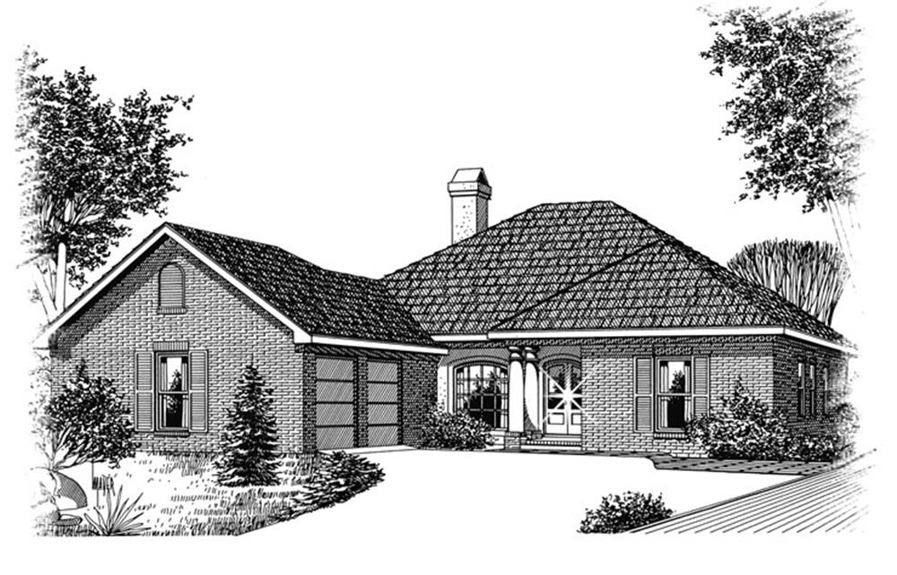 Front elevation of Ranch home (ThePlanCollection: House Plan #113-1063)
