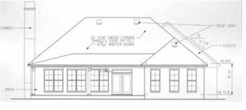 Home Plan Rear Elevation of this 4-Bedroom,2812 Sq Ft Plan -113-1076