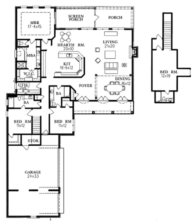 Floor Plan First Story of French Plan #113-1076