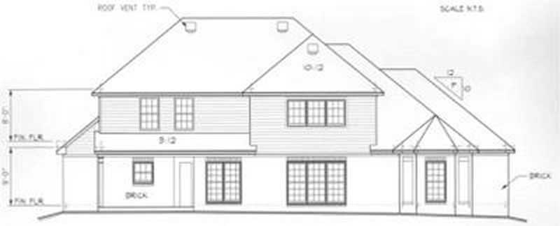 Home Plan Rear Elevation of this 4-Bedroom,2644 Sq Ft Plan -113-1080