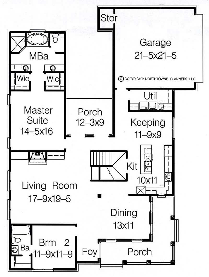 Floor Plan First Story of Colonial Plan #113-1082