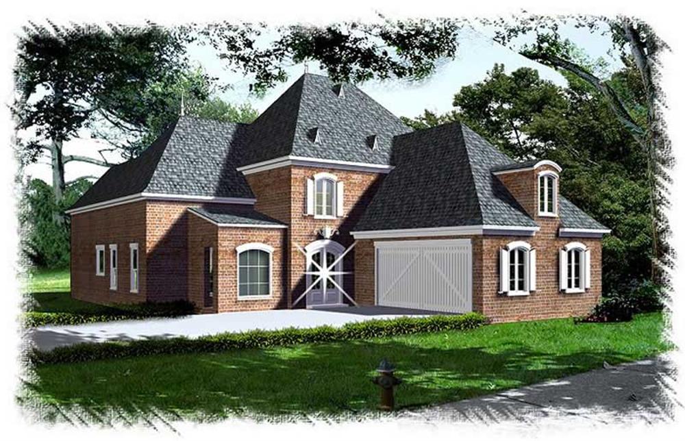 Front elevation of French home (ThePlanCollection: House Plan #113-1085)