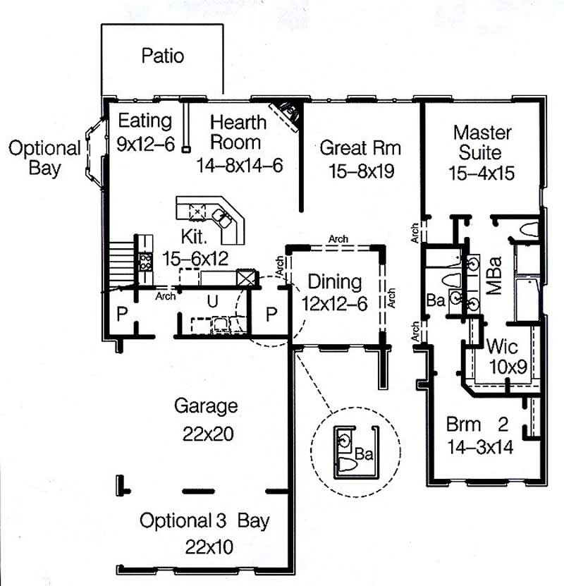 Floor Plan First Story of French Plan #113-1089