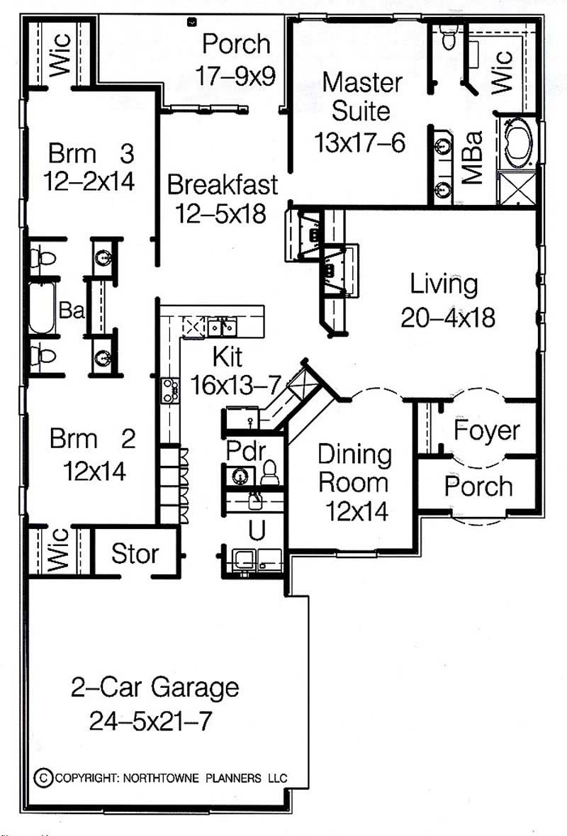 Floor Plan First Story of French Plan #113-1095
