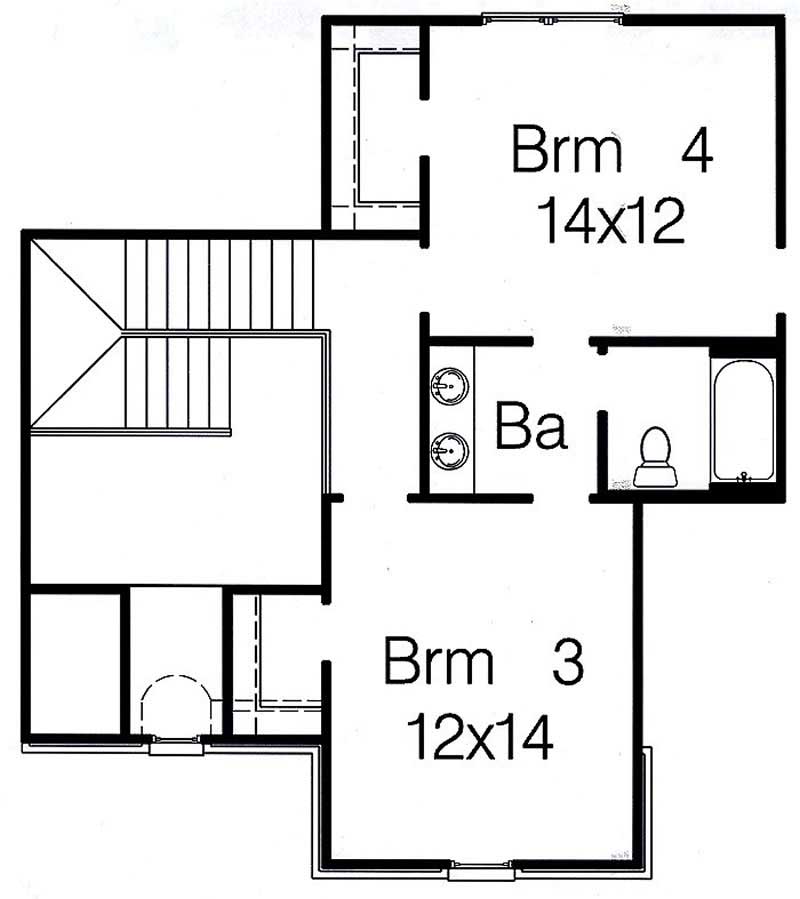 Floor Plan Second Story of French Plan #113-1106