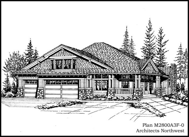 Home Plan Rear Elevation of this 3-Bedroom,2800 Sq Ft Plan -115-1007