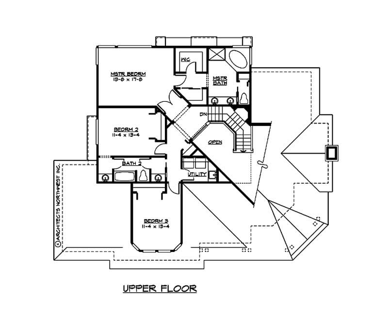Floor Plan Second Story of Country Plan #115-1007