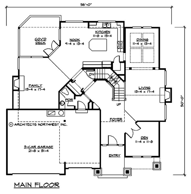 Floor Plan First Story of Craftsman Plan #115-1010
