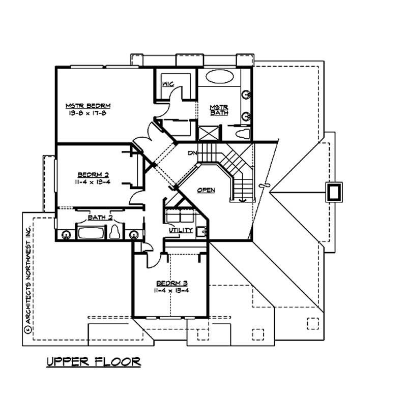 Floor Plan Second Story of Craftsman Plan #115-1010